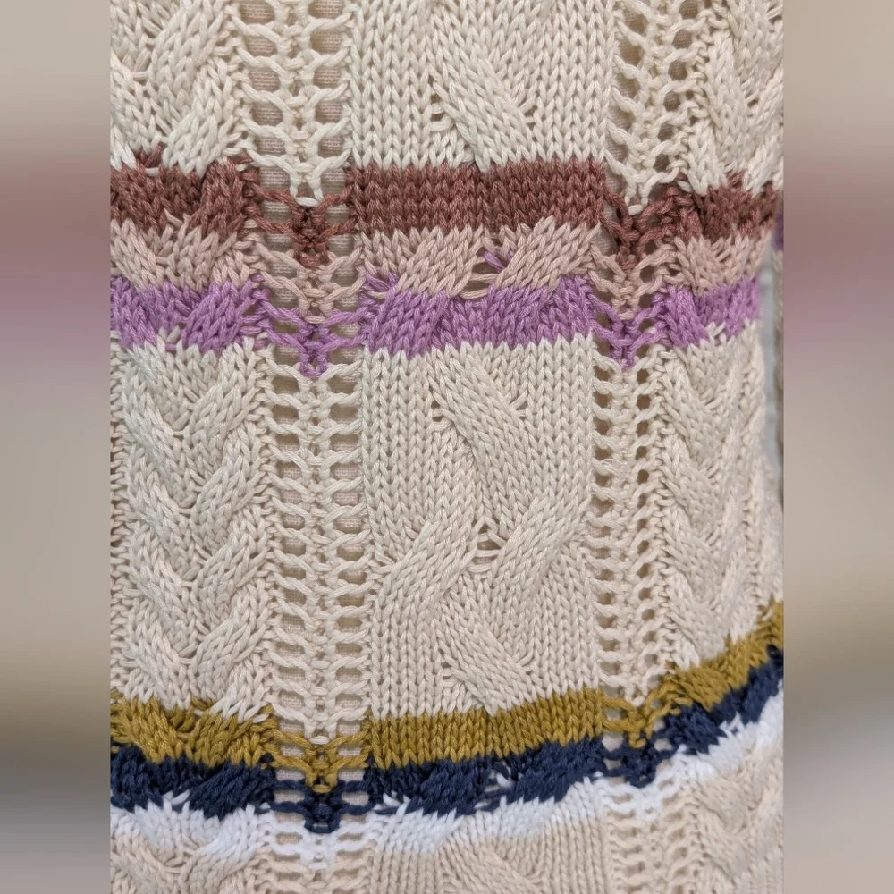 Heartloom Rossini Cable Stitch Pullover Sweater XS Fall Autumn Stripe Relaxed - Picture 9 of 12